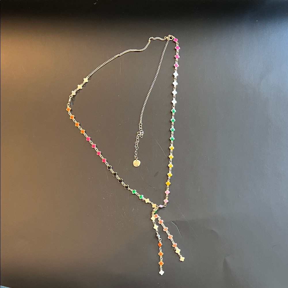 Gold-Tone Multicolor Enamel Star Lariat Necklace - Women Jewelry